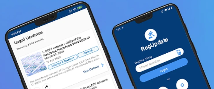 RegUpdate mobile app showing legal updates